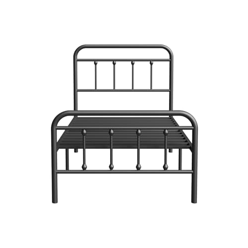 Modern Metal Bed Frame with Headboard and Under Bed Storage