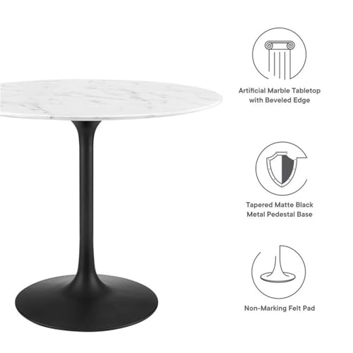 Mid Century Modern Round Dining Table with Pedestal Base