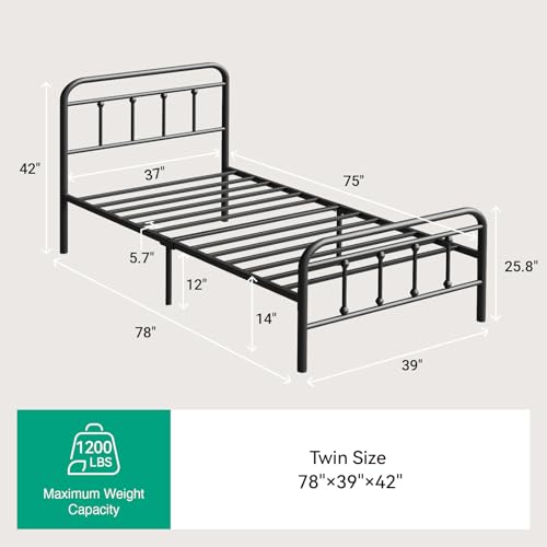 Modern Metal Bed Frame with Headboard and Under Bed Storage