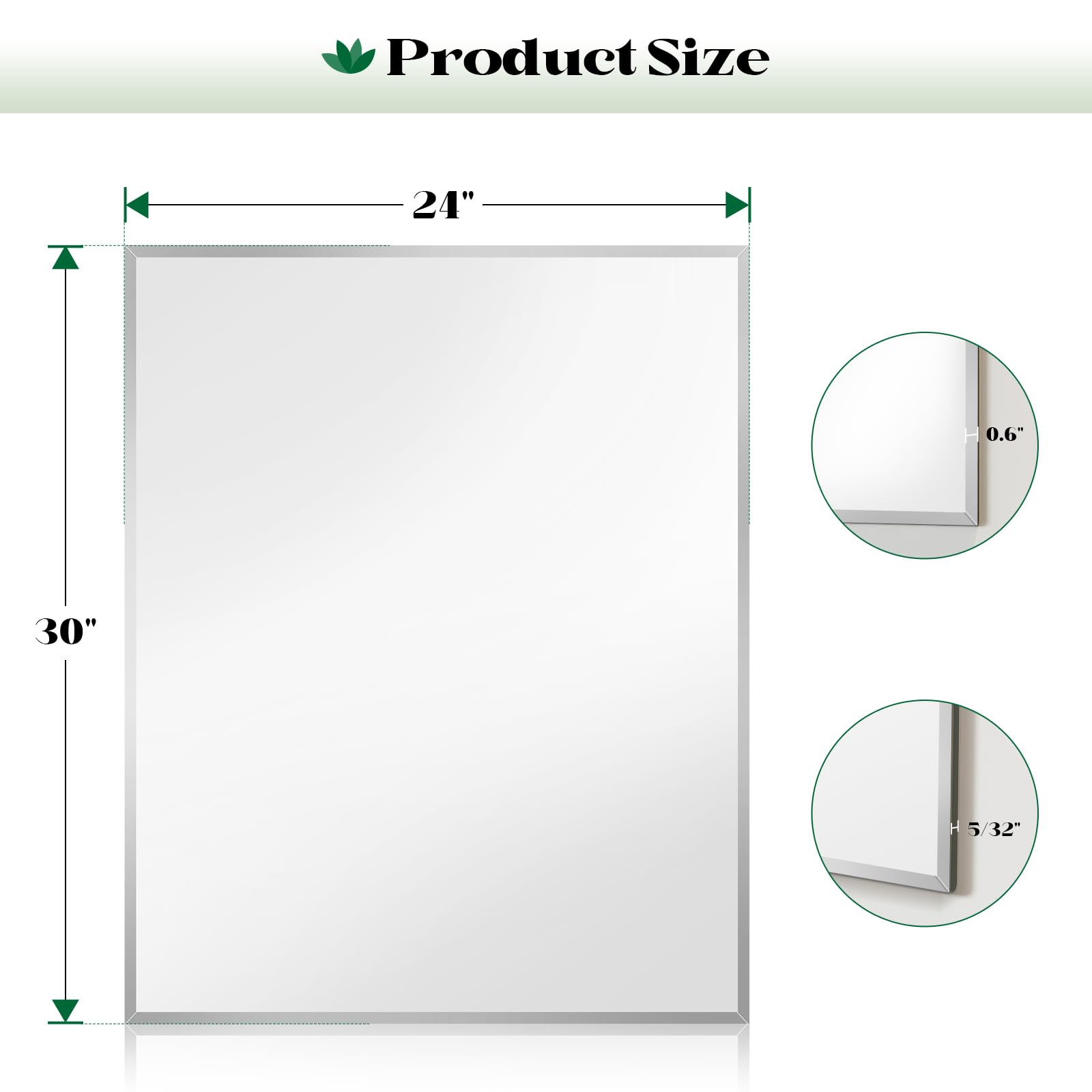 Frameless Beveled Wall Mirror with Horizontal and Vertical Mounting