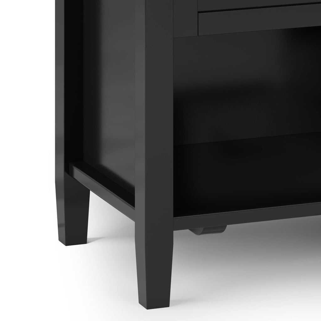 Solid Wood Bedside Nightstand with Storage Drawer in White