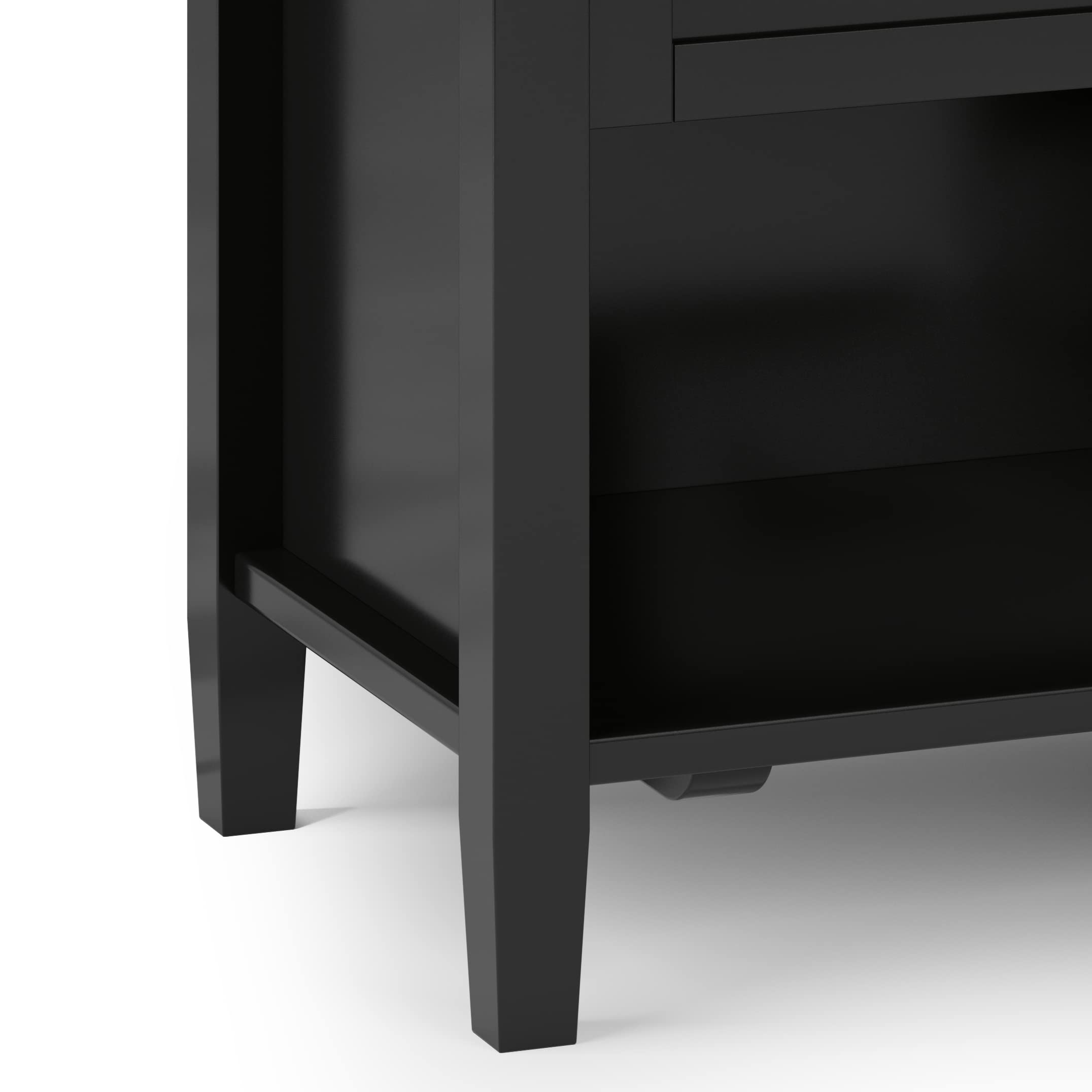 Solid Wood Bedside Nightstand with Storage Drawer in White