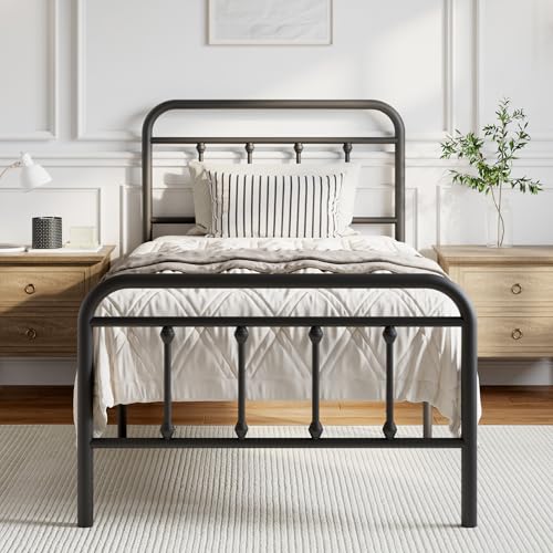 Modern Metal Bed Frame with Headboard and Under Bed Storage