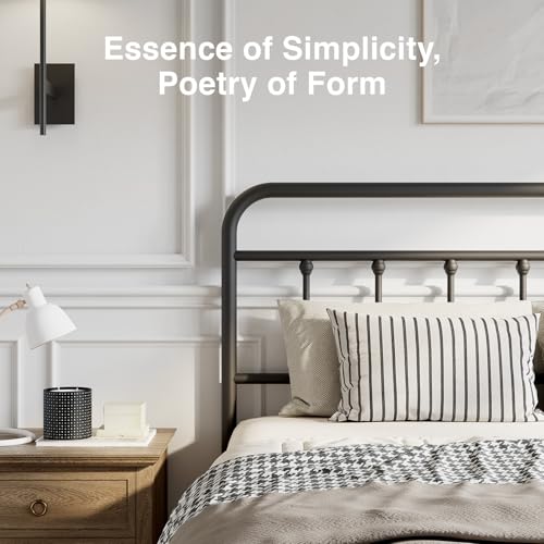 Modern Metal Bed Frame with Headboard and Under Bed Storage