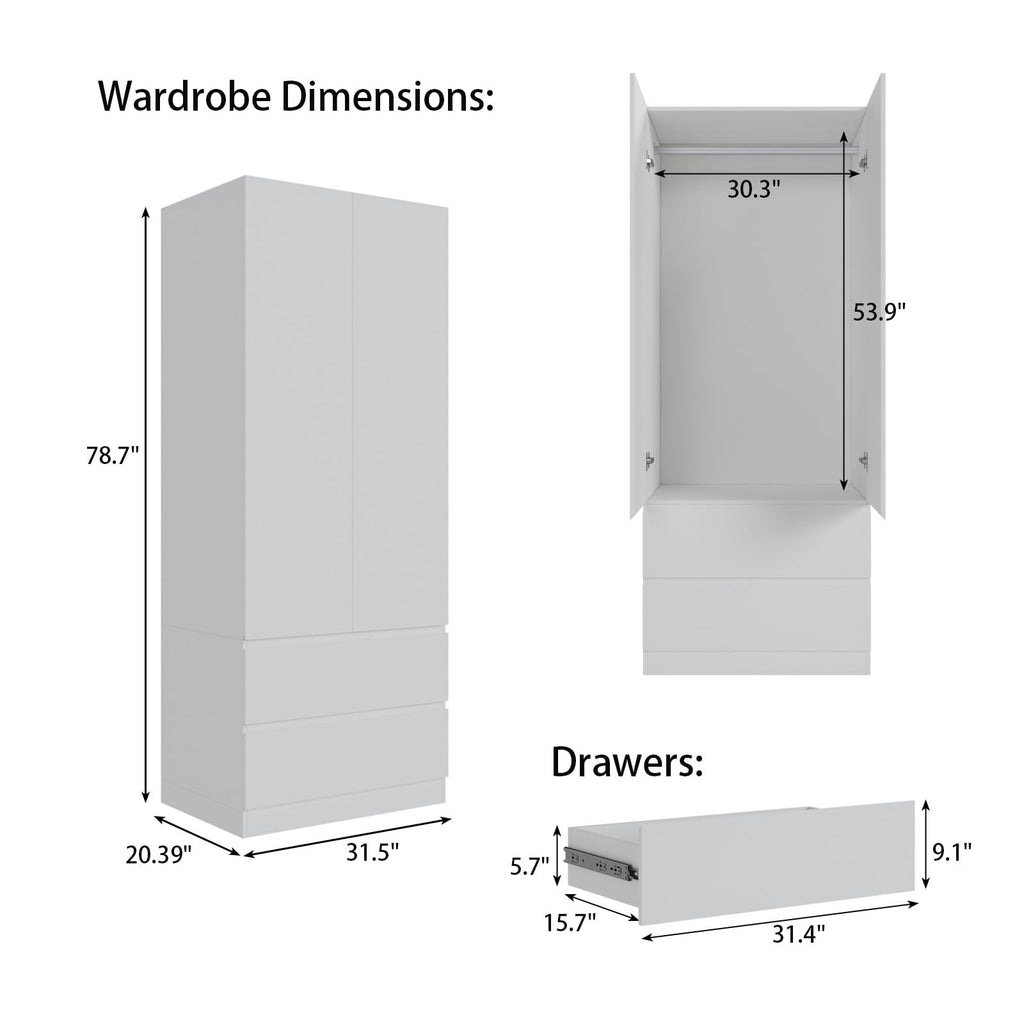 Mekminop Armoire Wardrobe Closet with Drawers and Shelves