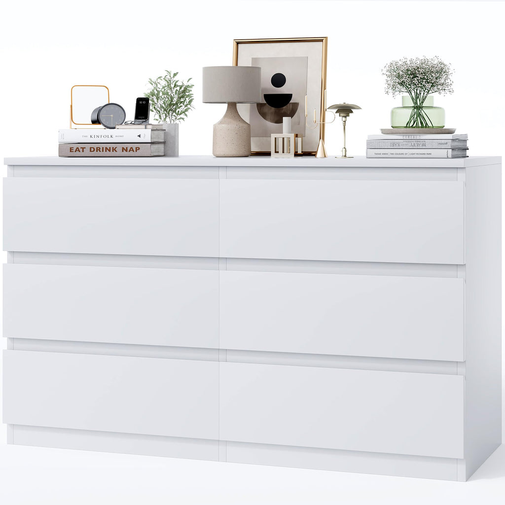 Modern 6 Drawer Dresser with Deep Storage and Handleless Design