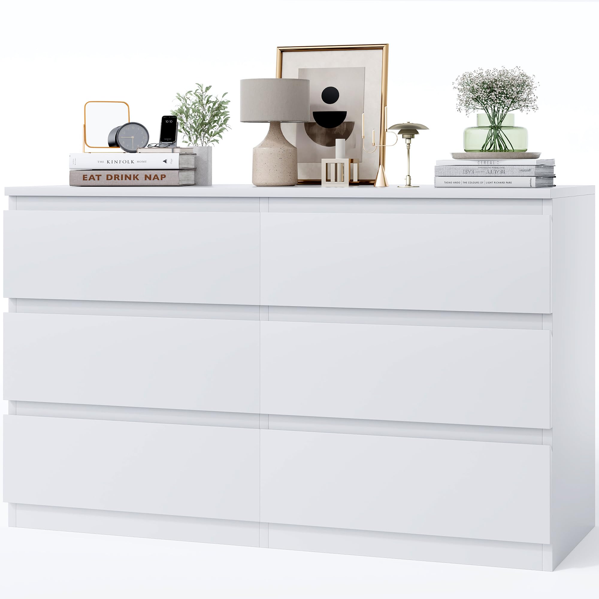 Modern 6 Drawer Dresser with Deep Storage and Handleless Design
