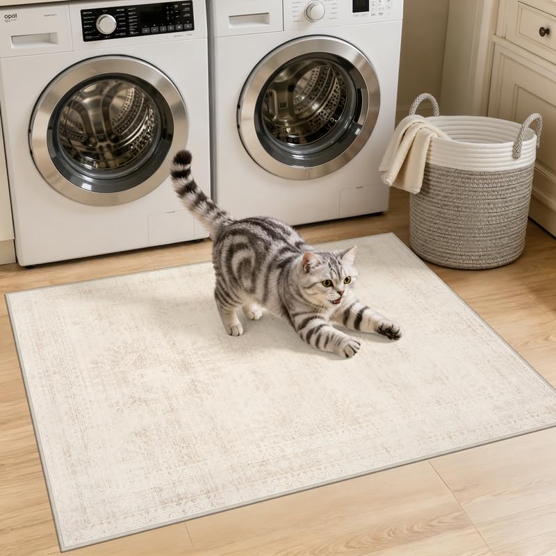 Luxturiy 8x10 Area Rugs Living Room: Bedroom Neutral Washable Carpet