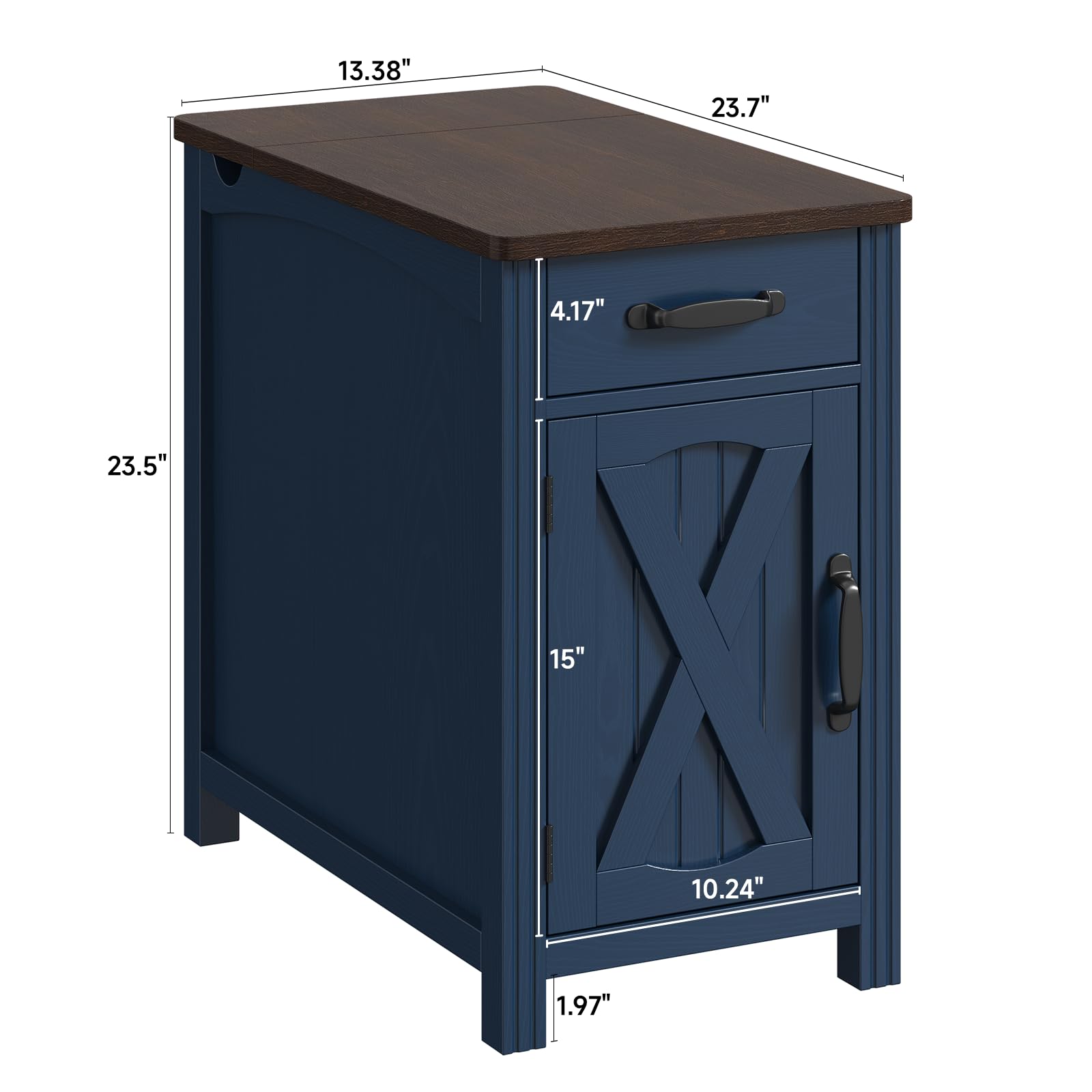 ONBRILL Farmhouse End Table with Barn Door