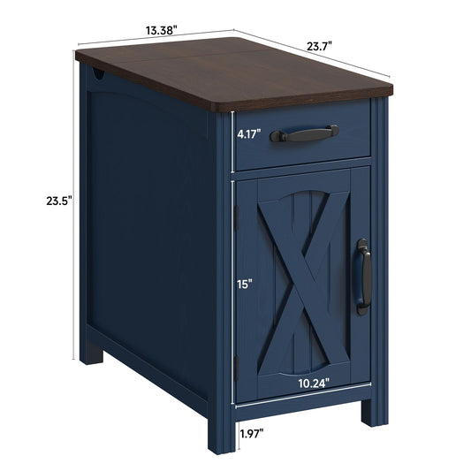 ONBRILL Farmhouse End Table with Barn Door