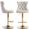 Velvet Counter Height Bar Stools with Tufted Back and Swivel Seat