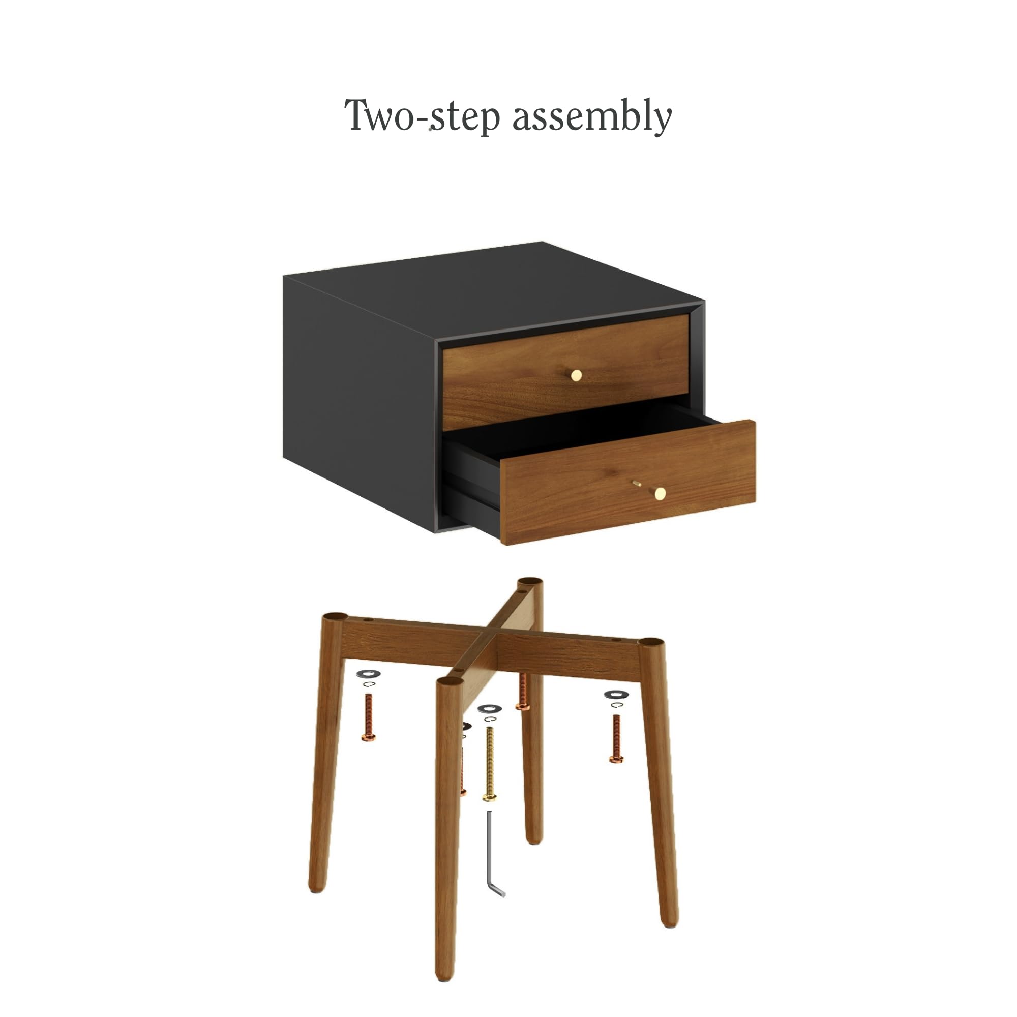 Modern Nightstand Side Accent or End Table with Storage Drawer