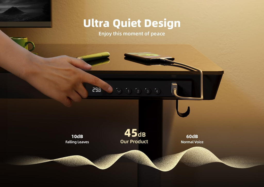 YDN Glass Standing Desk with Drawers