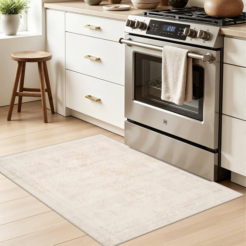 Luxturiy 8x10 Area Rugs Living Room: Bedroom Neutral Washable Carpet