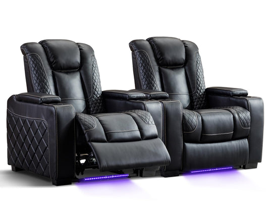 Faux Leather Power Recliner Chair with Ambient Lighting and USB Ports
