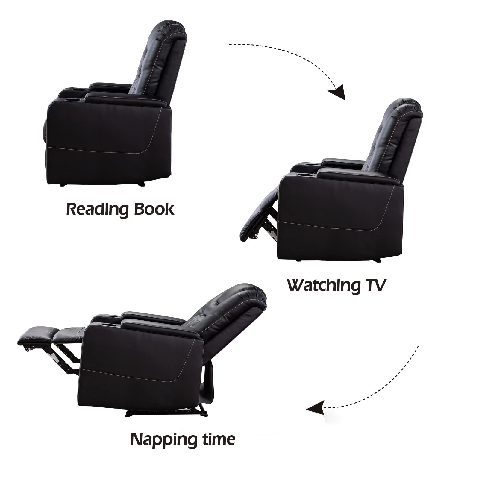 Set of 2 Power Recliner Chairs with USB Ports and Cup Holders