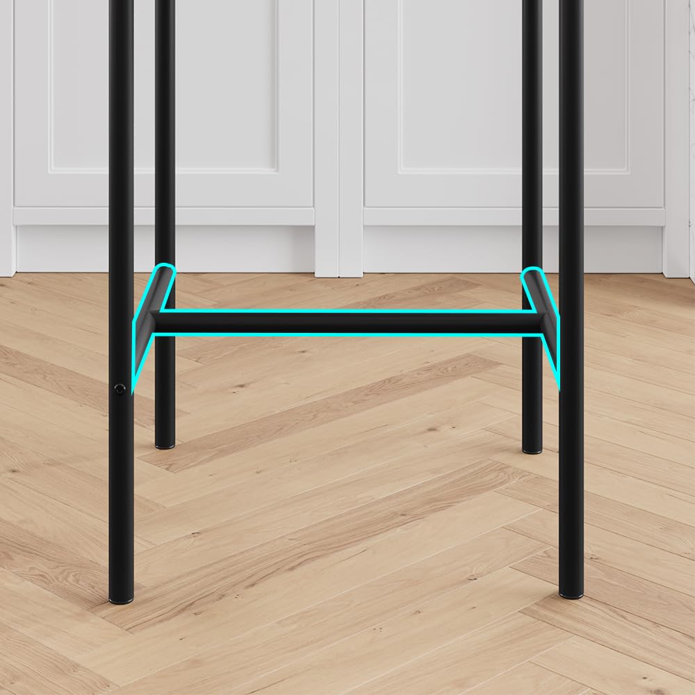Upholstered Counter Height Bar Stools with Backrest and Footrest