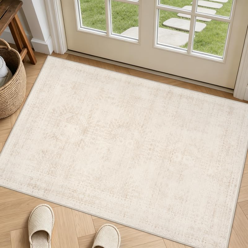 Luxturiy 8x10 Area Rugs Living Room: Bedroom Neutral Washable Carpet