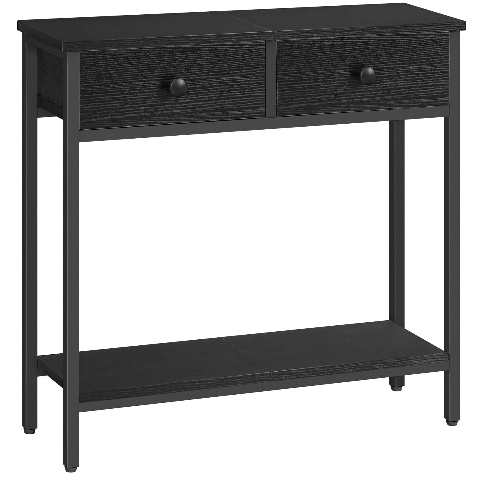 Narrow Console Table with Storage Drawers and Two Tier Shelves