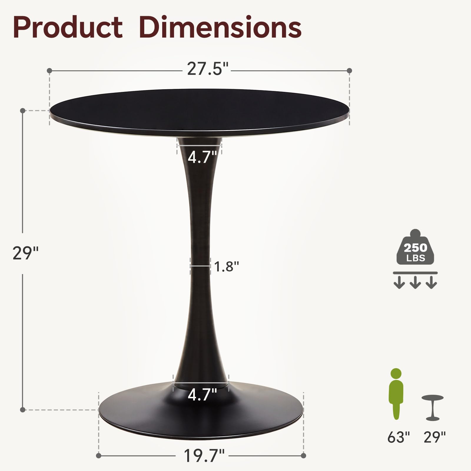 Small Round Tulip Dining Table with Modern Pedestal Base