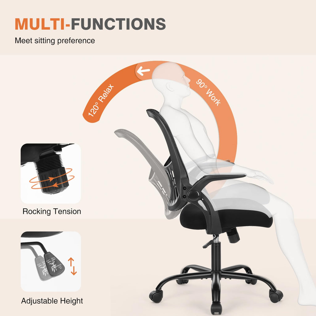 Ergonomic Mid Back Mesh Office Chair with Lumbar Support and Armrests