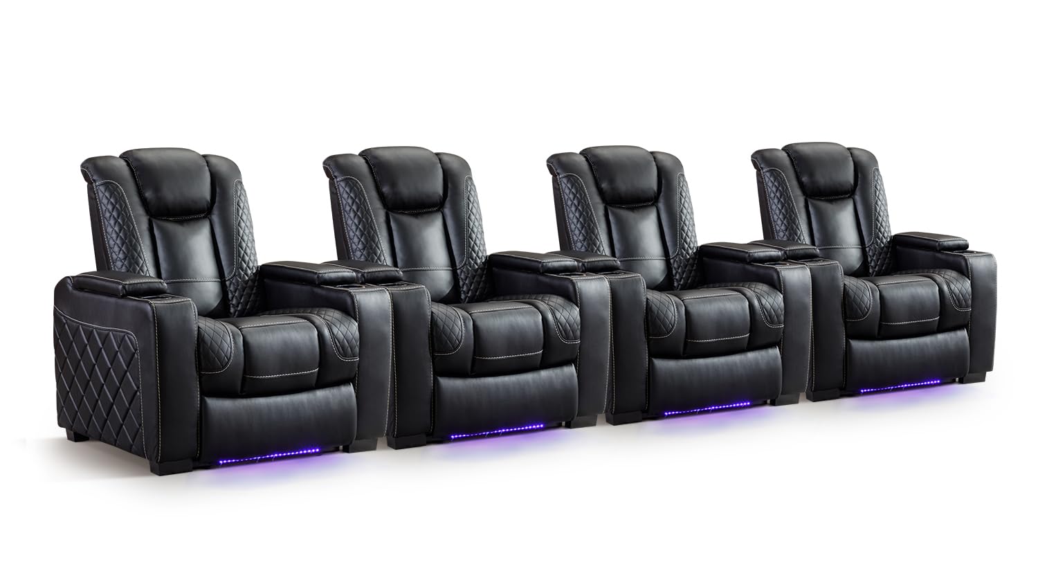 Faux Leather Power Recliner Chair with Ambient Lighting and USB Ports