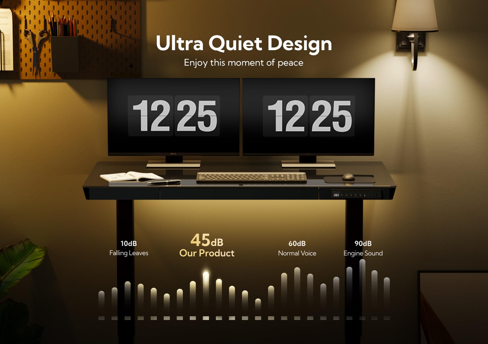 Small Glass Standing Desk with Drawer and USB Charging Ports