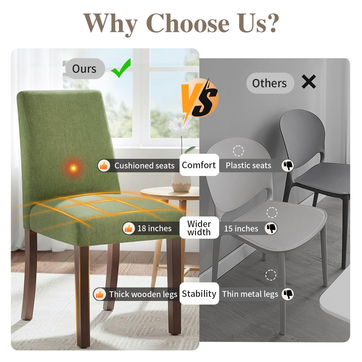 smartue Dining Chairs Sets, Parsons Chairs for Small Spaces, Light Beige