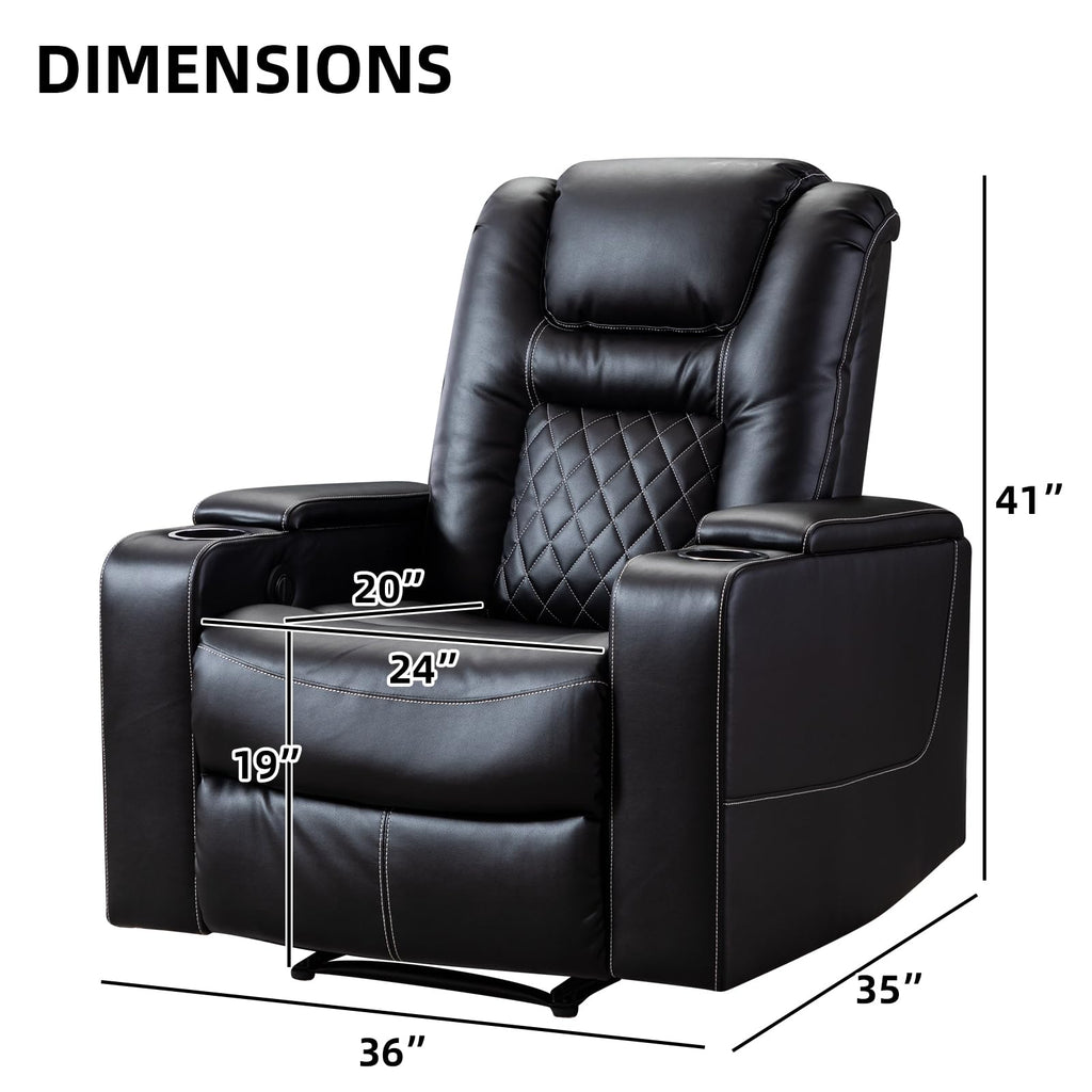 Set of 2 Power Recliner Chairs with USB Ports and Cup Holders