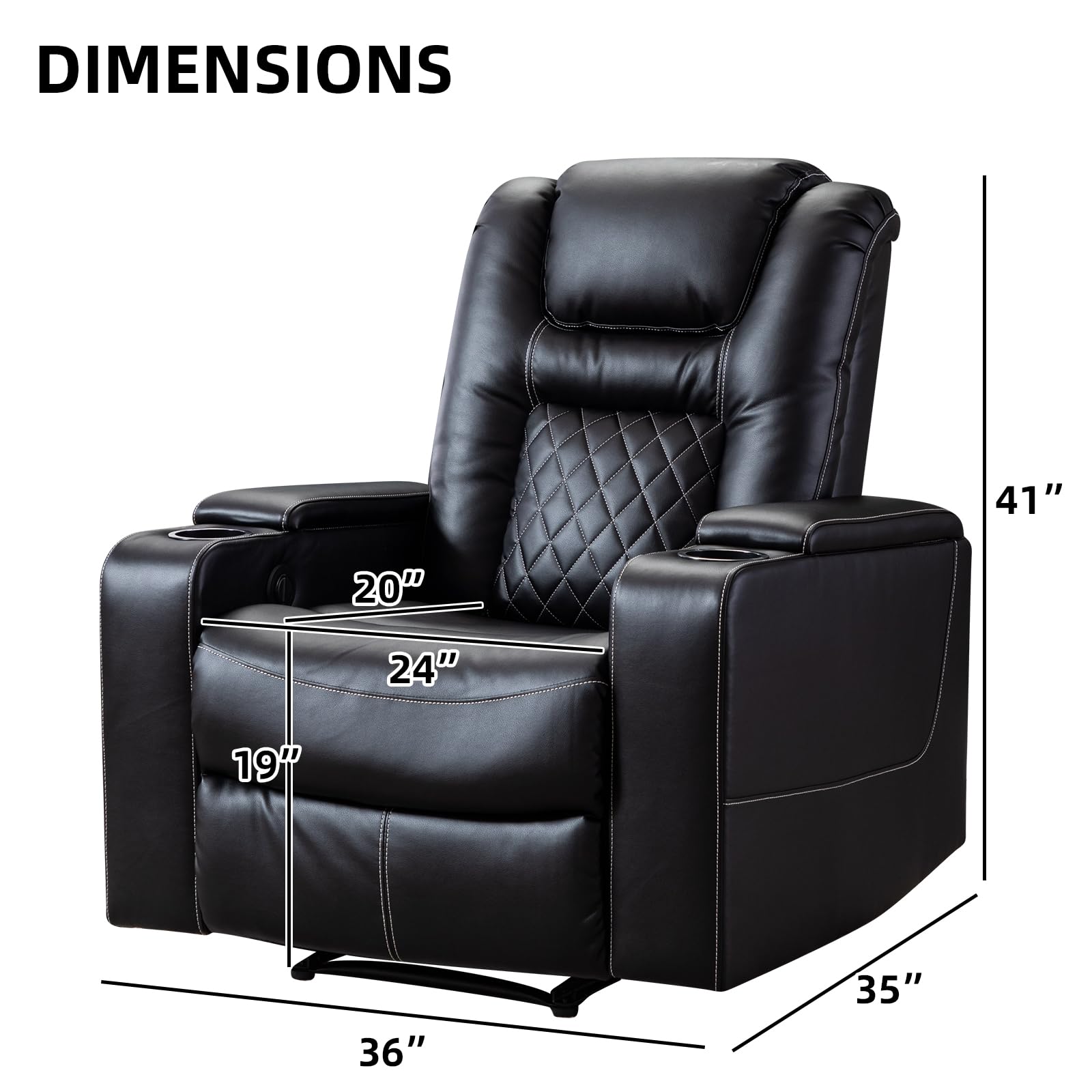Set of 2 Power Recliner Chairs with USB Ports and Cup Holders