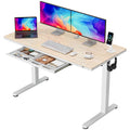 Electric Adjustable Standing Desk with Glass Top and USB Charging Port