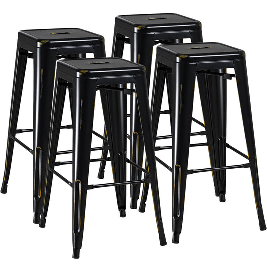 30 Inch Metal Bar Stools with Industrial Design and Footrest