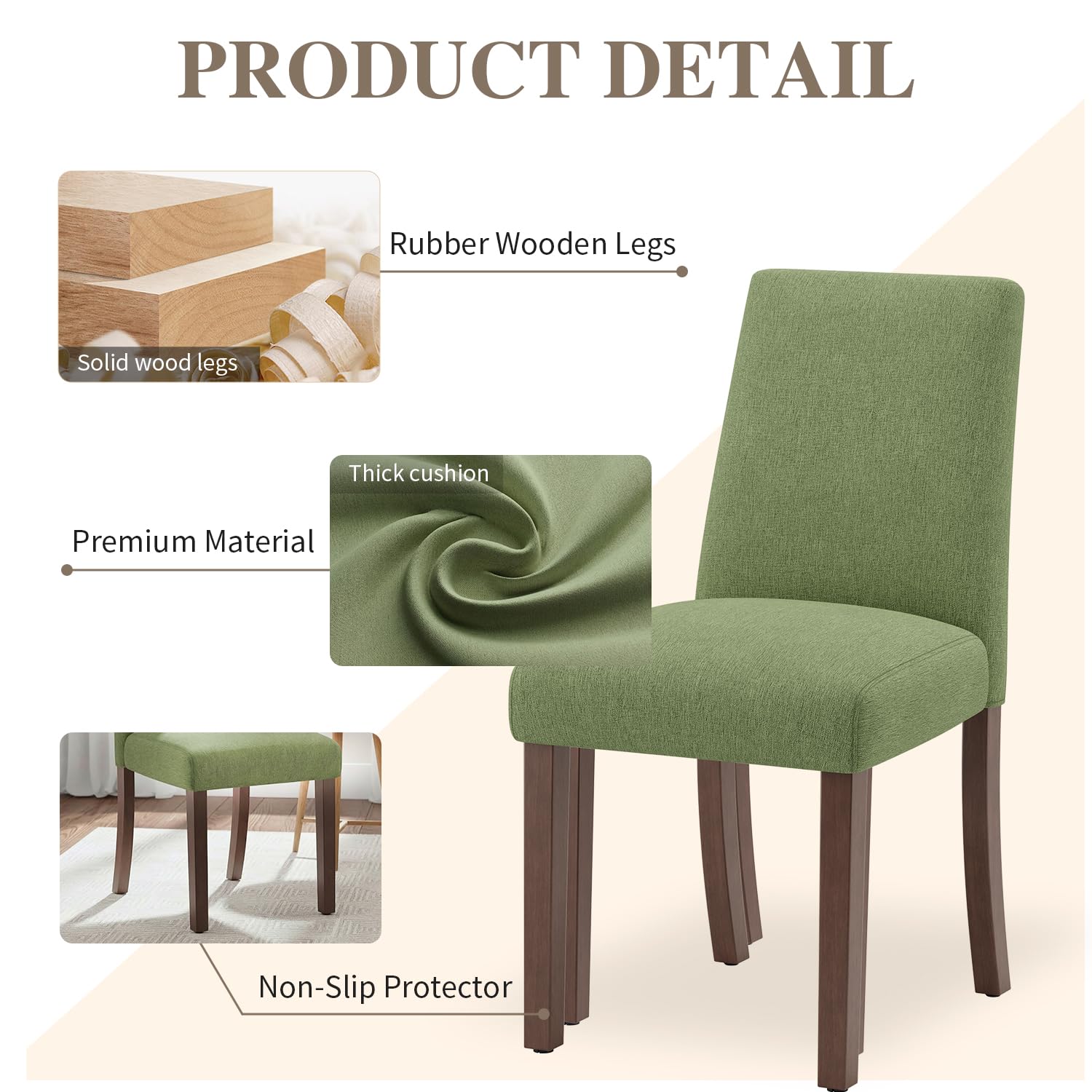 smartue Dining Chairs Sets, Parsons Chairs for Small Spaces, Light Beige