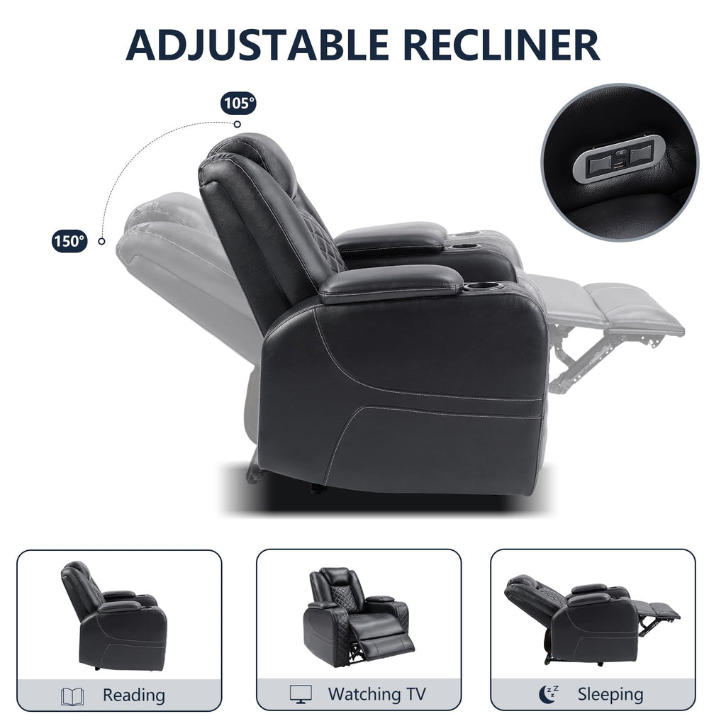 Power Recliner Chair with Adjustable Headrest and USB Ports