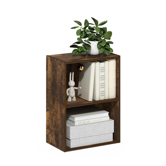 Tiered Wood Bookshelf with Open Shelving for Home Office and Living Space
