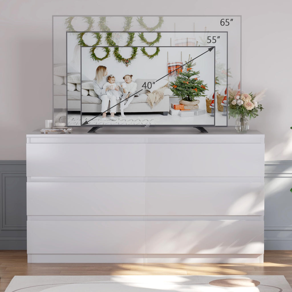 Modern 6 Drawer Dresser with Deep Storage and Handleless Design
