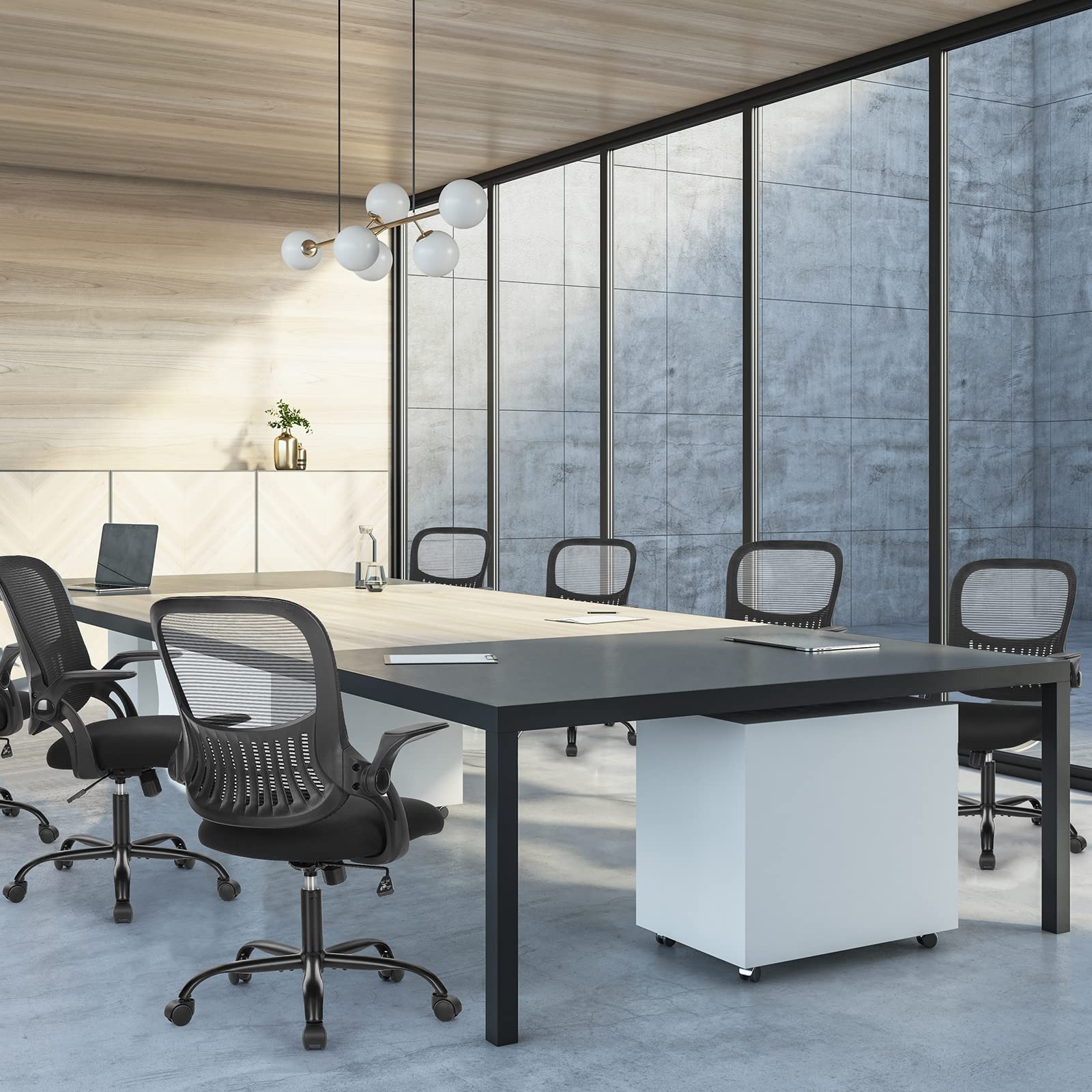 Ergonomic Mid Back Mesh Office Chair with Lumbar Support and Armrests