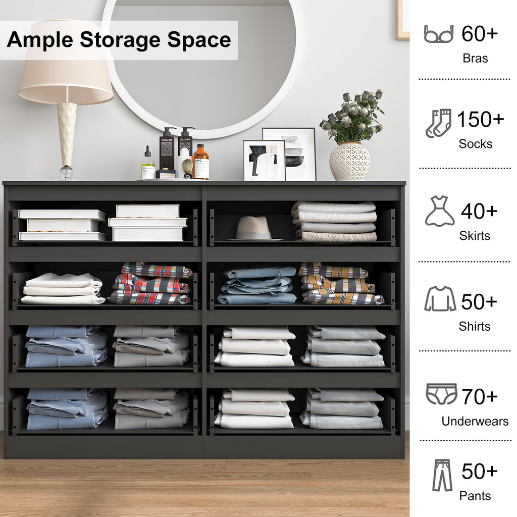 Modern Handleless Chest of Drawers with Wood Storage