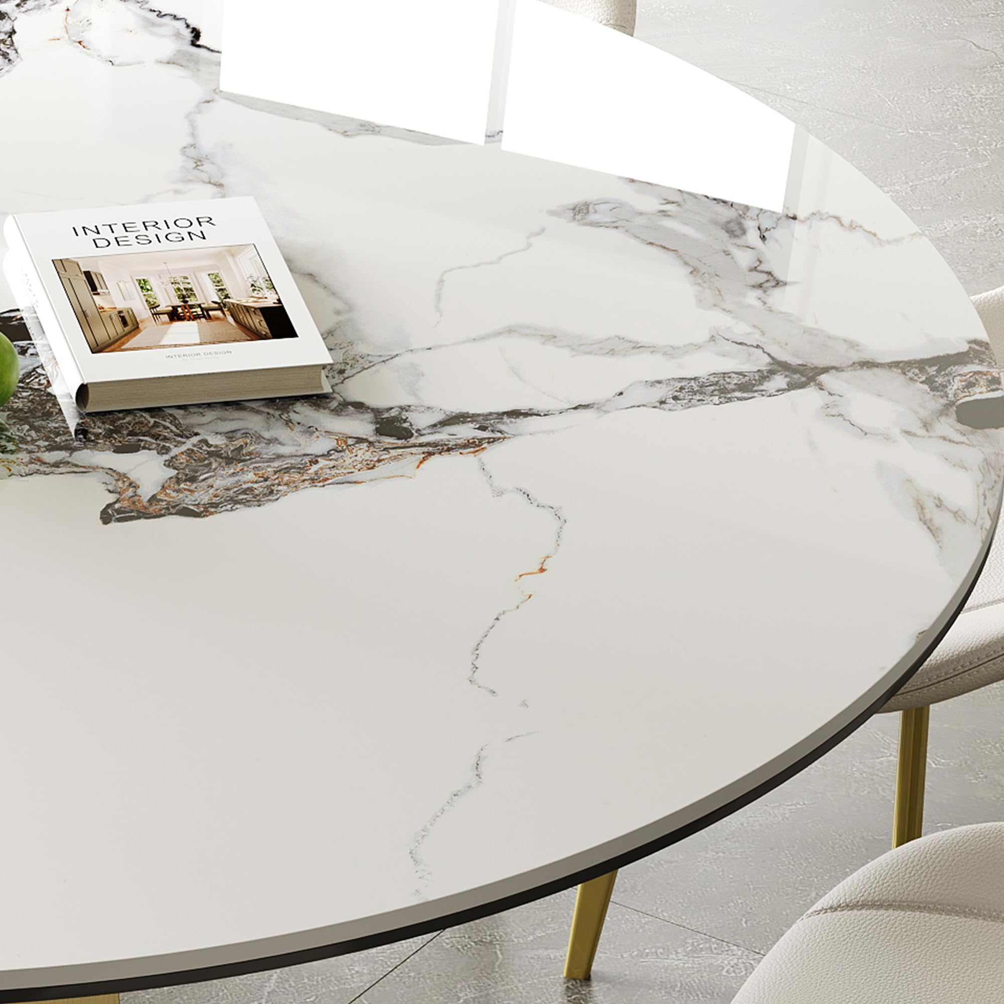 Montary 53” Modern Round Dining Table for 4-6 Seat