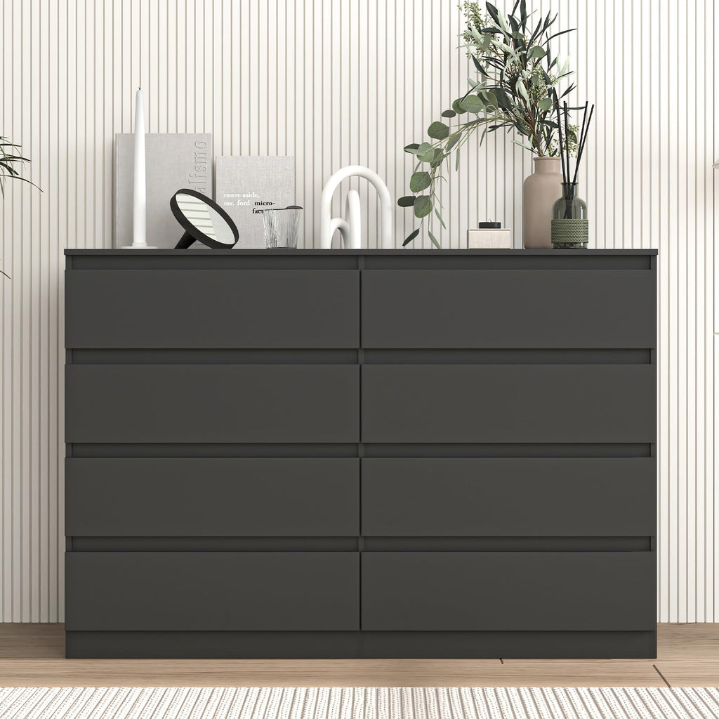 Modern Handleless Chest of Drawers with Wood Storage