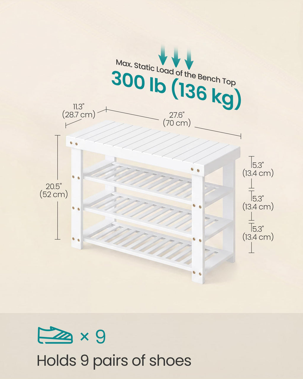 SONGMICS Shoe Rack Bench