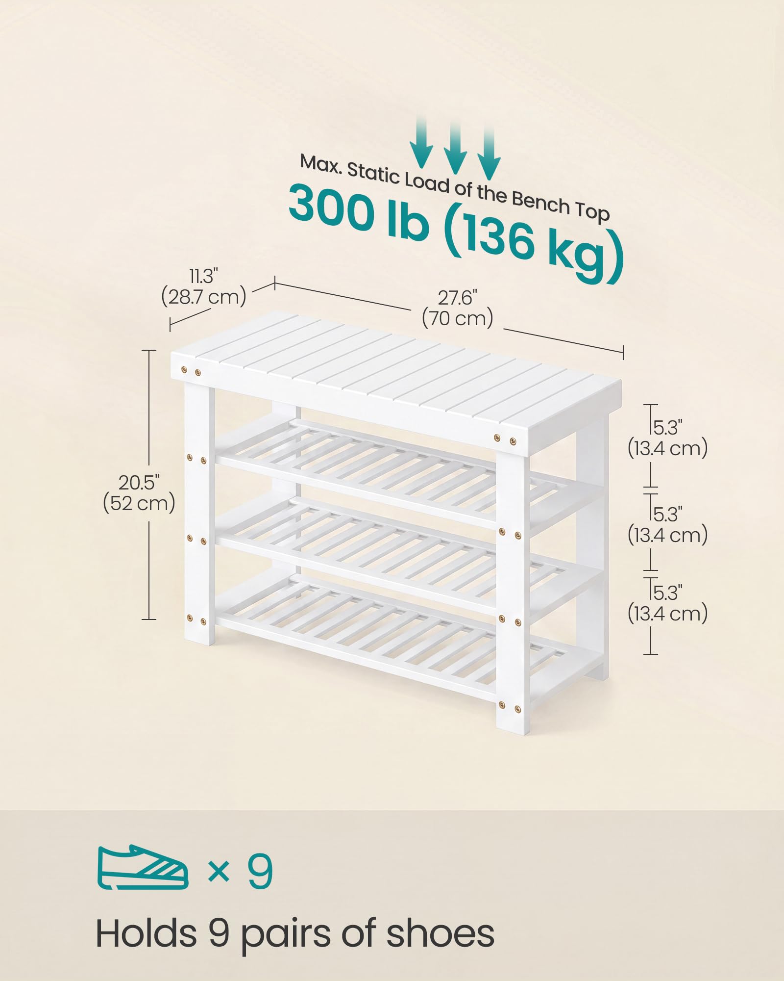 SONGMICS Shoe Rack Bench