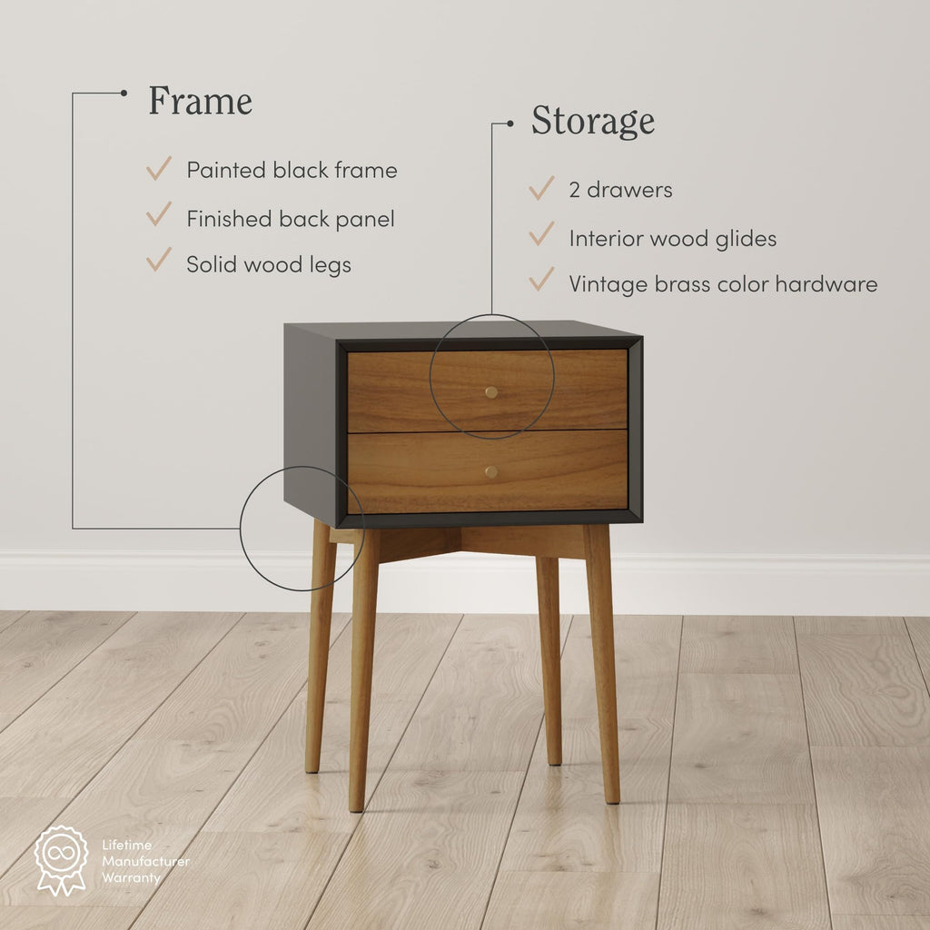 Modern Nightstand Side Accent or End Table with Storage Drawer