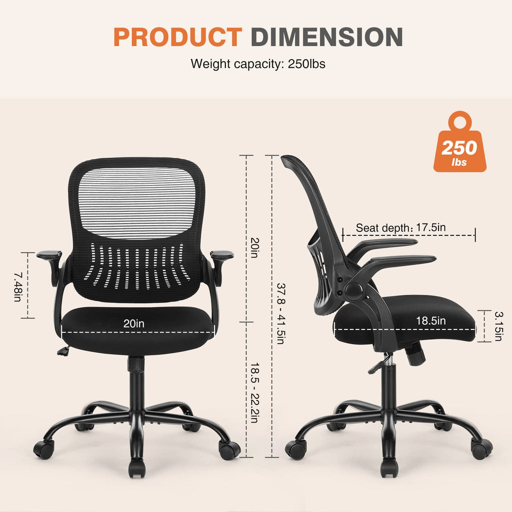 Ergonomic Mid Back Mesh Office Chair with Lumbar Support and Armrests