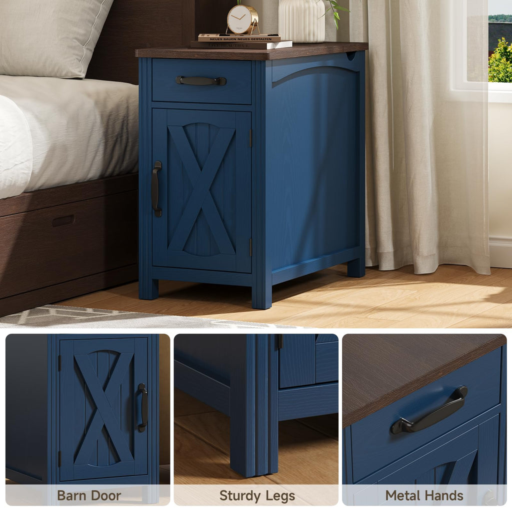 ONBRILL Farmhouse End Table with Barn Door