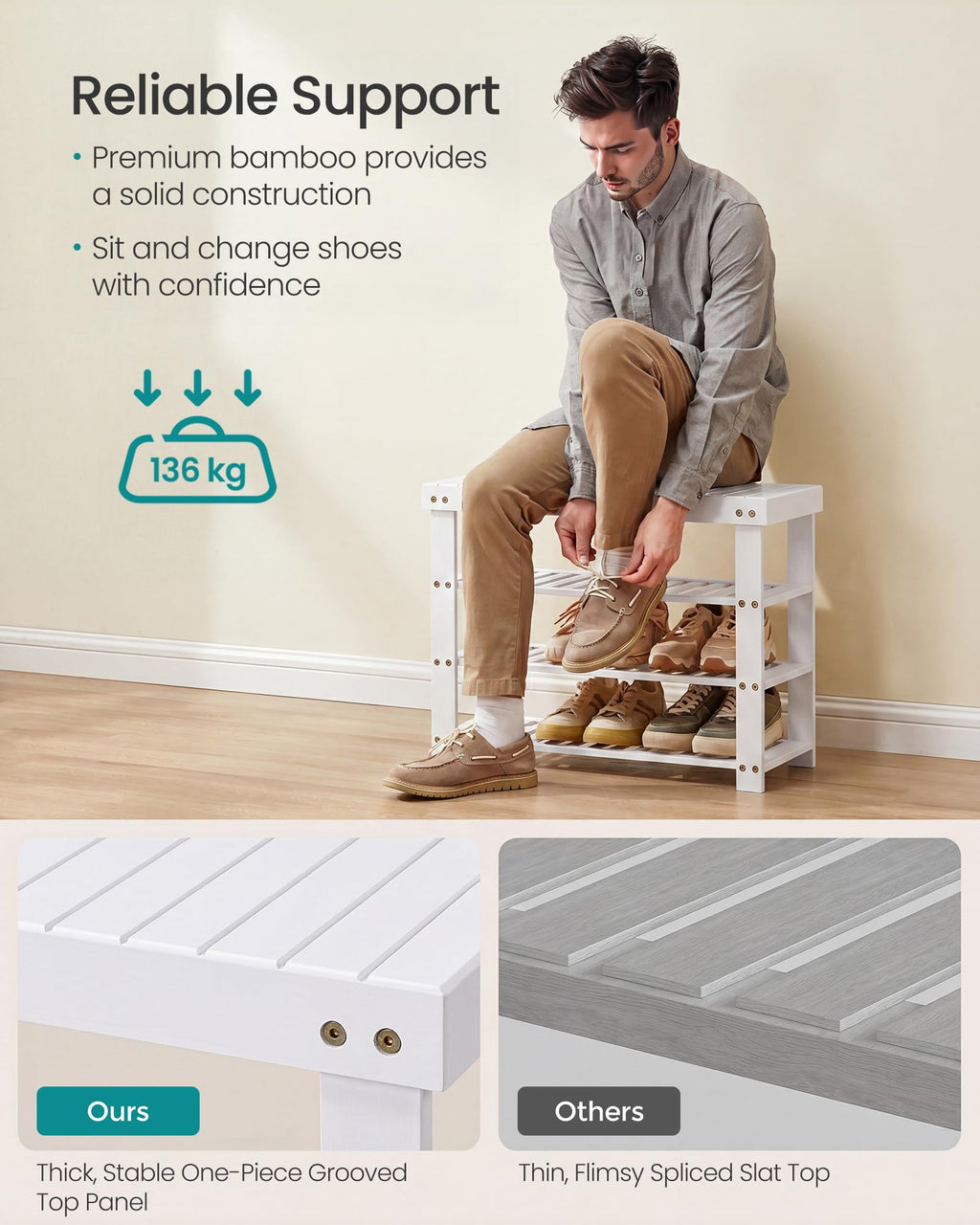 SONGMICS Shoe Rack Bench