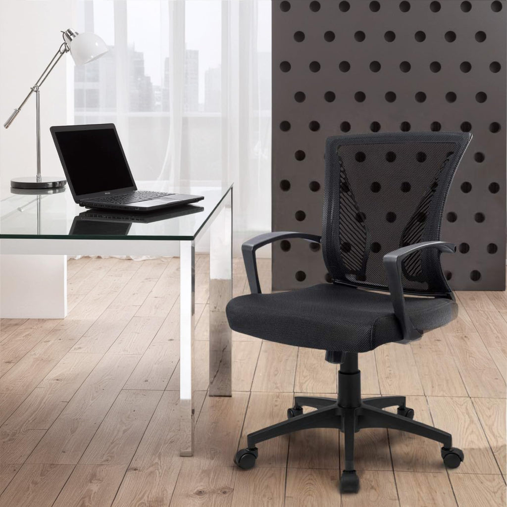 Mid Back Mesh Office Chair with Lumbar Support and Armrests