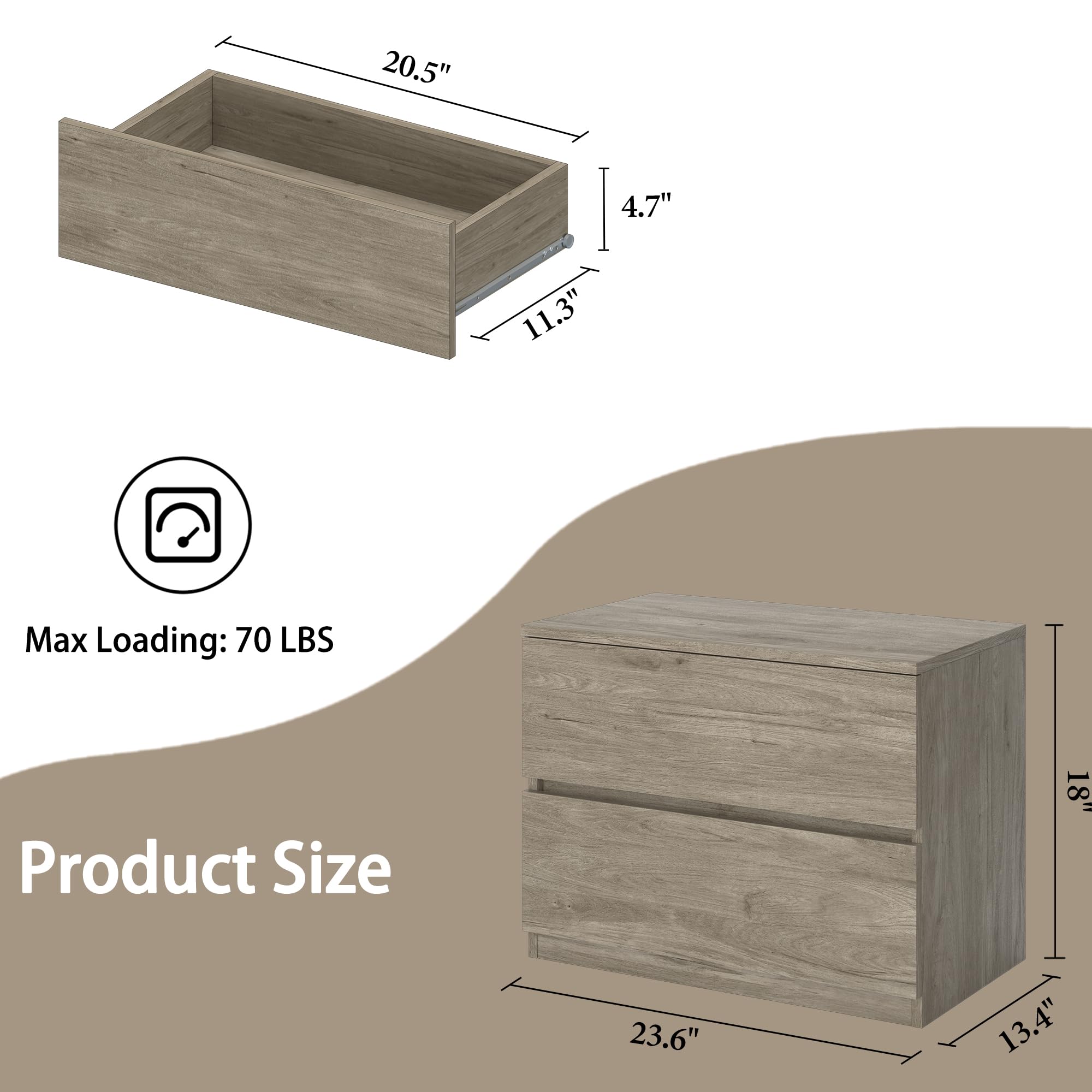 Wood Chest of Drawers with Storage for Bedroom and Closet