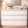 Modern 6 Drawer Dresser with Wood Storage and Anti-Tip Design