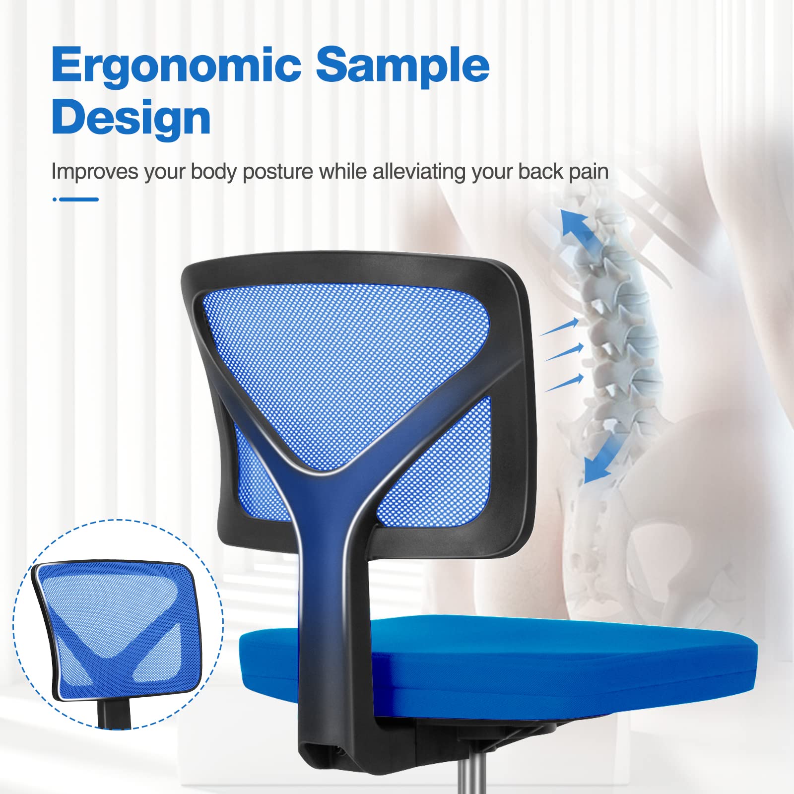 Low Back Mesh Office Chair with Wheels and Lumbar Support